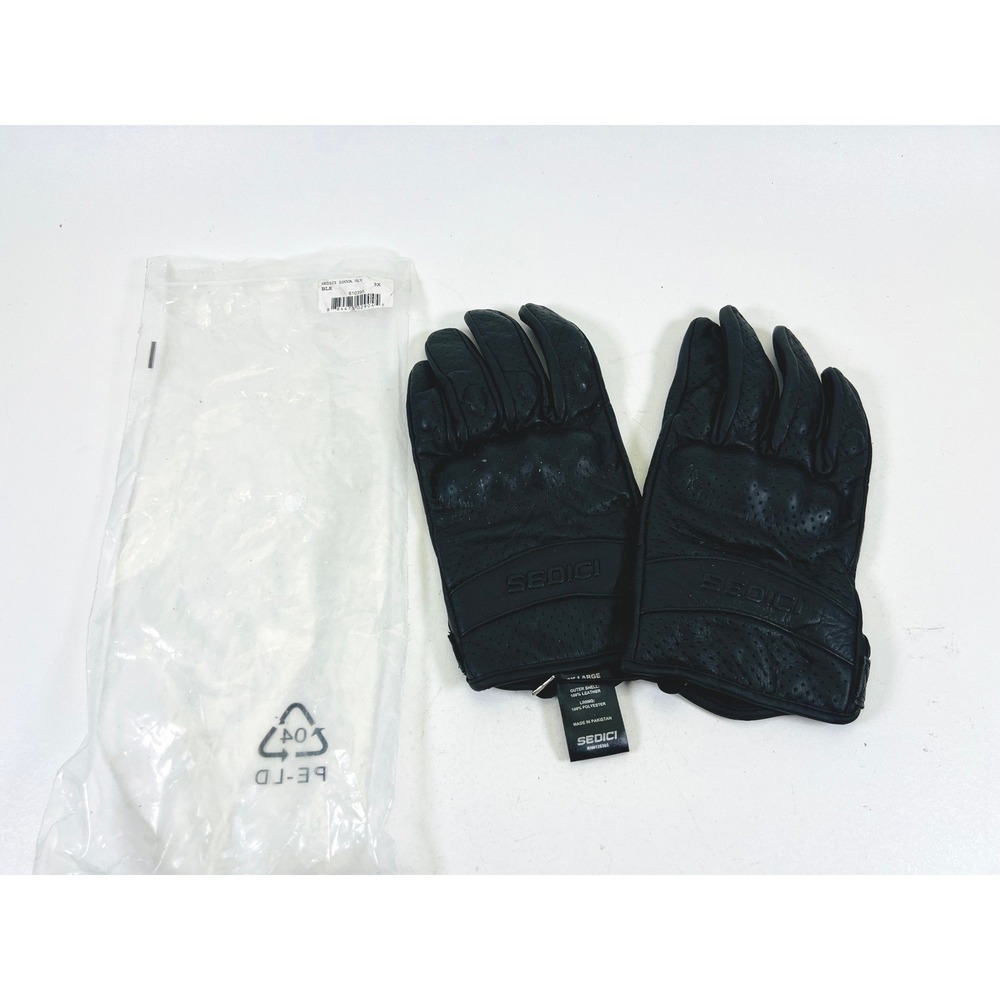 Sedici Lucca Black Leather Motorcycle Gloves Mens 3XL Perforated 610395 New